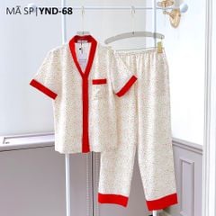 Pijama lụa mango mềm mại, không nhăn Satino TNQD cổ Y - Vana Red