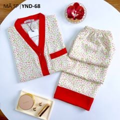 Pijama lụa mango mềm mại, không nhăn Satino TNQD cổ Y - Vana Red