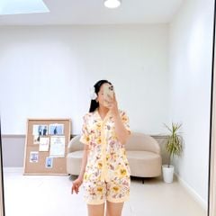Pijama lụa mango mềm mại, không nhăn Satino TNQN cổ Y - Sevin Cream