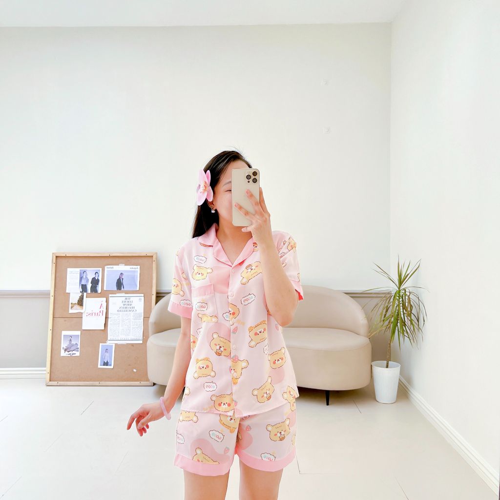 Pijama lụa mango mềm mại, không nhăn Satino TNQN - Honey Pink