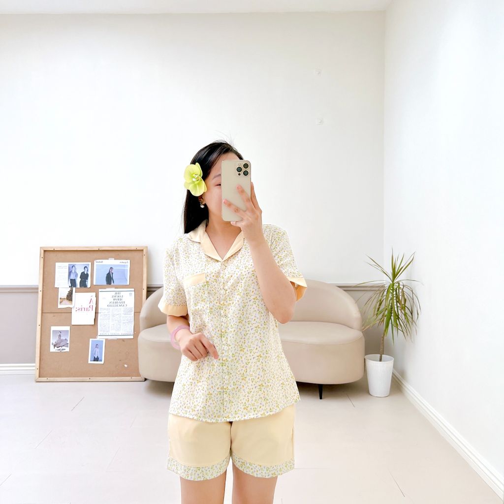 Pijama lụa mango mềm mại, không nhăn Satino TNQN - Vana Cream