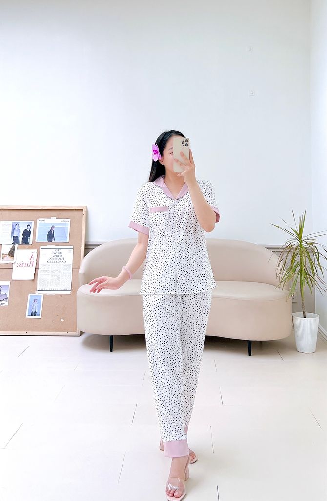 Pijama lụa mango mềm mại, không nhăn Satino TNQD - Lisa Lilac