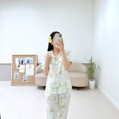 Pijama lụa mango mềm mại, không nhăn Satino TNQD - Bamboo Olive