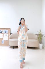 Pijama lụa mango mềm mại, không nhăn Satino TNQD - Honey Blue