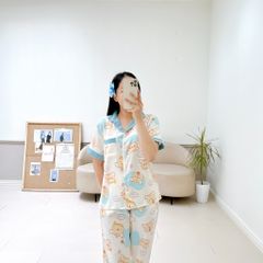 Pijama lụa mango mềm mại, không nhăn Satino TNQD - Honey Blue