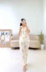 Pijama lụa mango mềm mại, không nhăn Satino TNQD - Sakura Cream