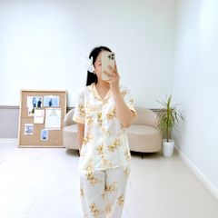 Pijama lụa mango mềm mại, không nhăn Satino TNQD - Sakura Cream