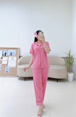 Pijama lụa mango mềm mại, không nhăn Satino TNQD - Pink Red