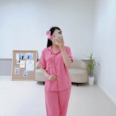 Pijama lụa mango mềm mại, không nhăn Satino TNQD - Pink Red