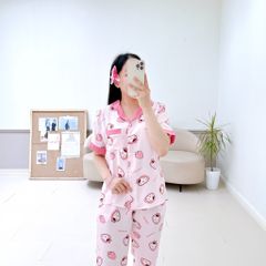 Pijama lụa mango mềm mại, không nhăn Satino TNQD - Neko Pink