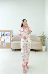 Pijama lụa mango mềm mại, không nhăn Satino TNQD - Neko Cream