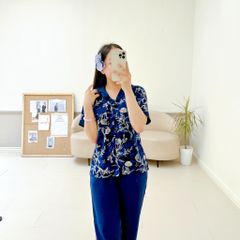 Pijama lụa mango mềm mại, không nhăn Satino TNQD - Mossa Dark Blue