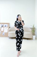 Pijama lụa mango mềm mại, không nhăn Satino TNQD - Flossy Black