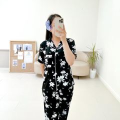 Pijama lụa mango mềm mại, không nhăn Satino TNQD - Flossy Black