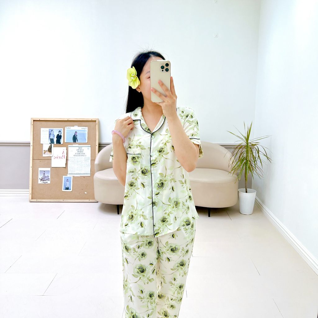 Pijama lụa mango mềm mại, không nhăn Satino TNQD - Marina Olive