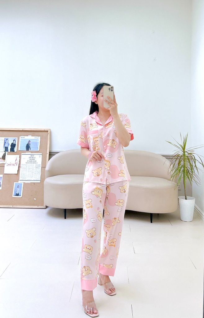 Pijama lụa mango mềm mại, không nhăn Satino TNQD - Honey Pink