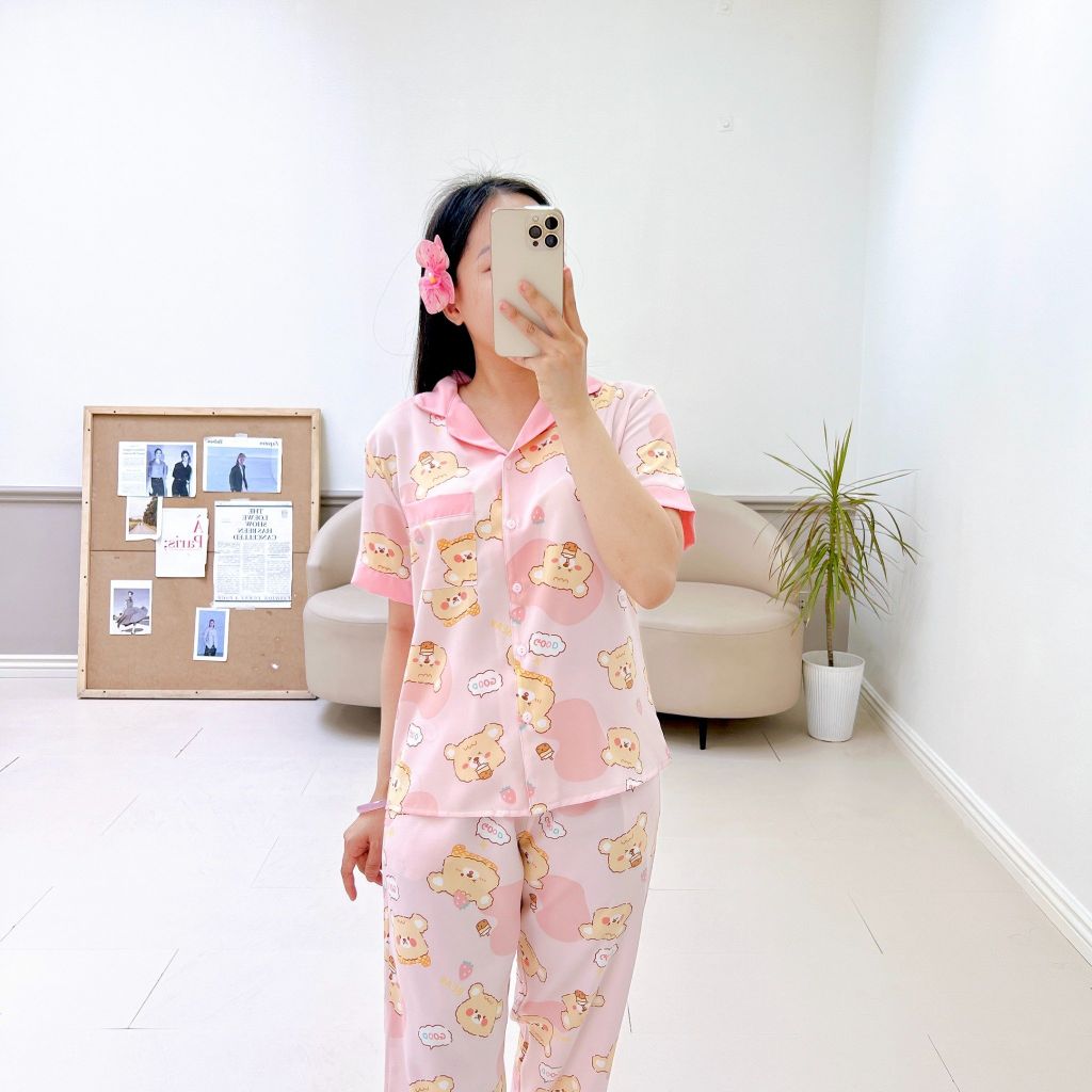 Pijama lụa mango mềm mại, không nhăn Satino TNQD - Honey Pink