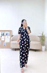 Pijama lụa mango mềm mại, không nhăn Satino TNQD - Mochi Black
