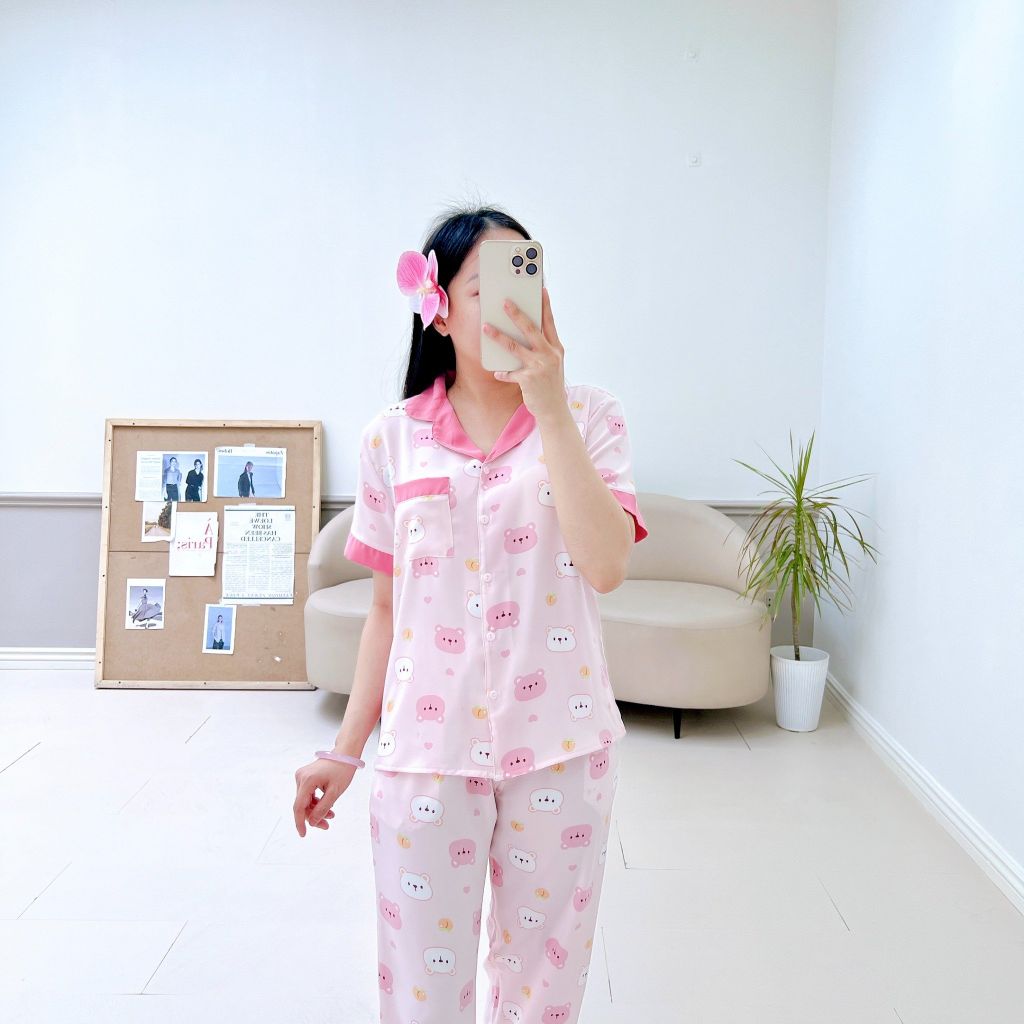 Pijama lụa mango mềm mại, không nhăn Satino TNQD - Mochi Pink