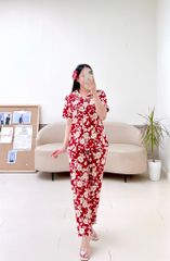 Pijama lụa mango mềm mại, không nhăn Satino TNQD - Giva Red