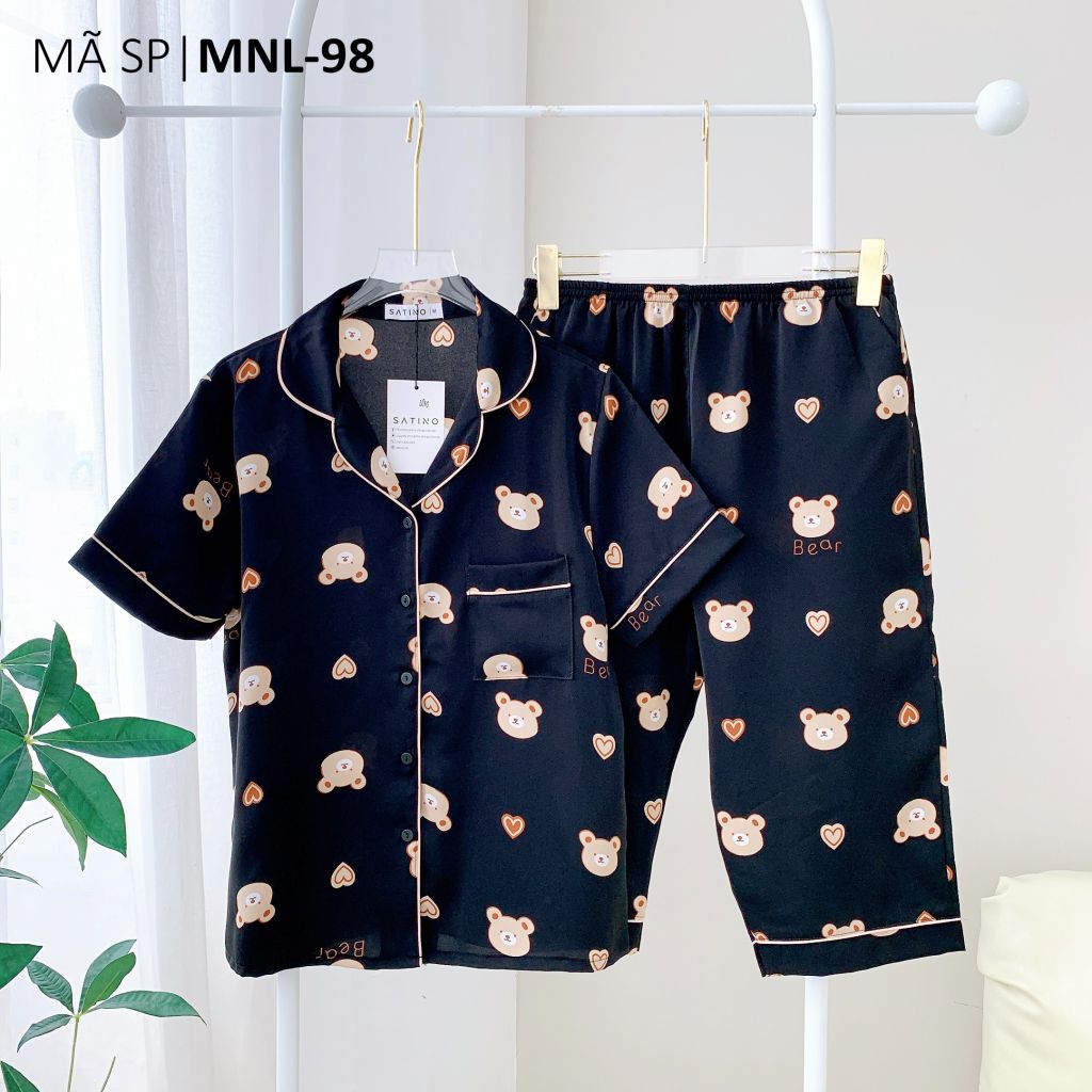 Pijama lụa mango mềm mại, không nhăn Satino TNQL - Coco Black