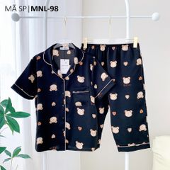 Pijama lụa mango mềm mại, không nhăn Satino TNQL - Coco Black
