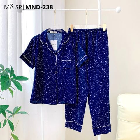 Pijama lụa mango mềm mại, không nhăn Satino TNQD - Dottie Dark Blue