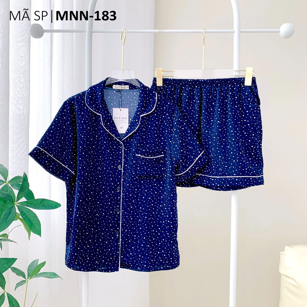 Pijama lụa mango mềm mại, không nhăn Satino TNQN - Dottie Dark Blue