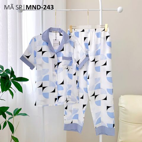 Pijama lụa mango mềm mại, không nhăn Satino TNQD - Embro Blue Gray