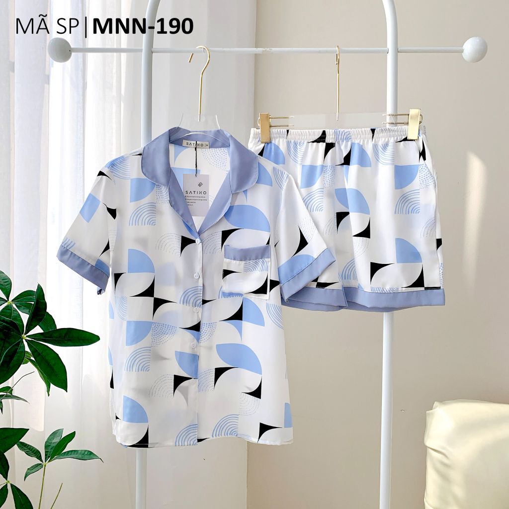 Pijama lụa mango mềm mại, không nhăn Satino TNQN - Embro Blue Gray