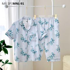 Pijama lụa mango mềm mại, không nhăn Satino TNQL - Sakura Blue