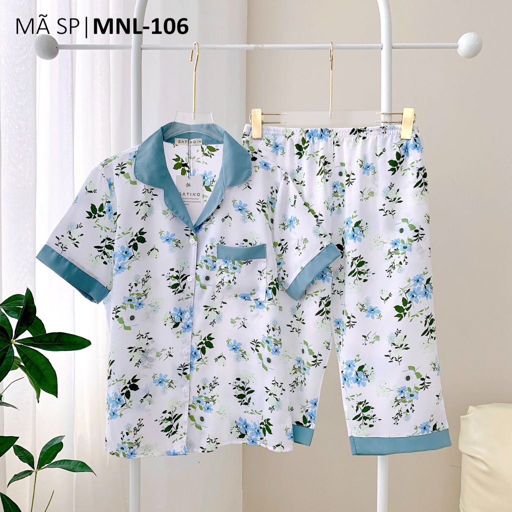 Pijama lụa mango mềm mại, không nhăn Satino TNQL - Averie Blue