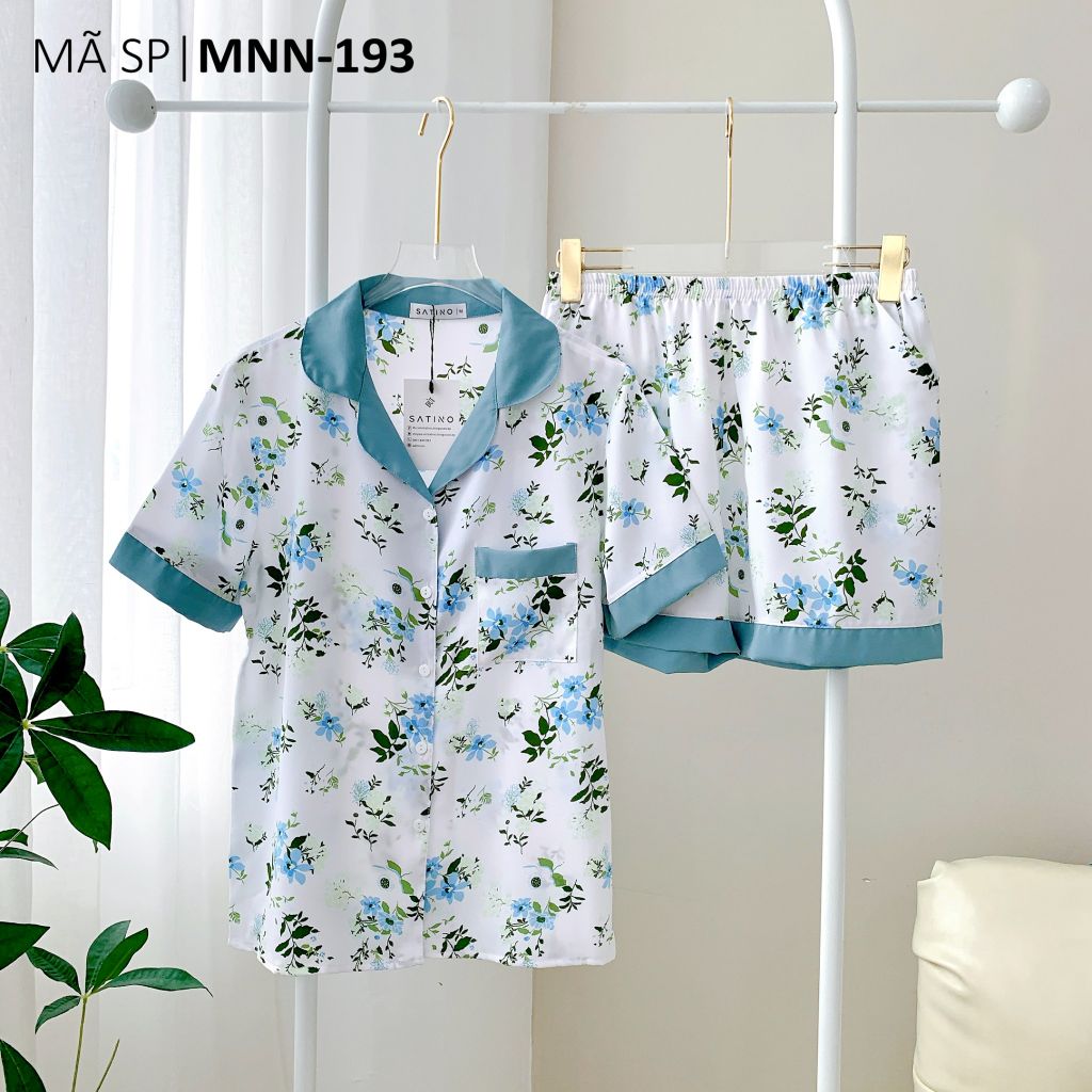 Pijama lụa mango mềm mại, không nhăn Satino TNQN - Averie Blue