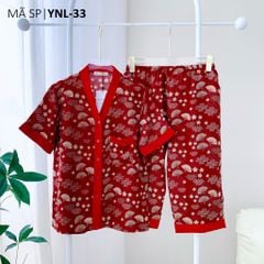 Pijama lụa mango mềm mại, không nhăn Satino TNQL cổ Y - Jadie Red Wine