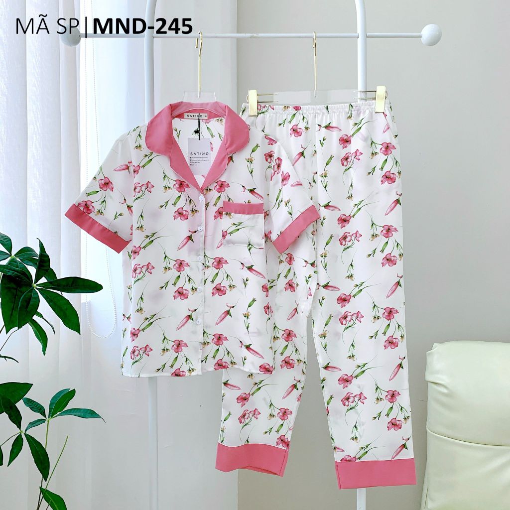 Pijama lụa mango mềm mại, không nhăn Satino TNQD - Niva Pink