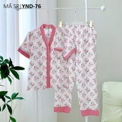 Pijama lụa mango mềm mại, không nhăn Satino TNQD cổ Y- Rita Pink