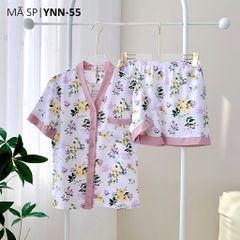 Pijama lụa mango mềm mại, không nhăn Satino TNQN cổ Y - Averie Lilac