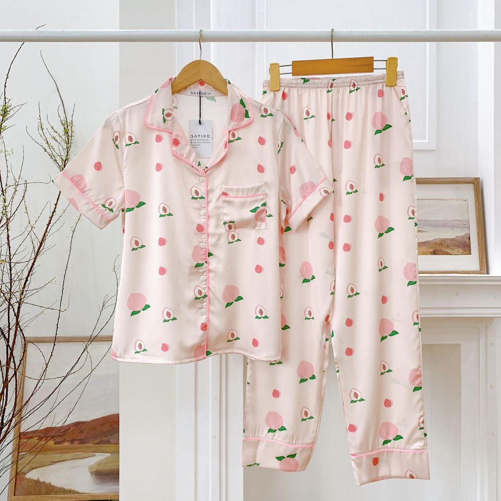 Pijama nữ Lụa Latin mềm mịn, mát Satino TNQD - Lẻ M