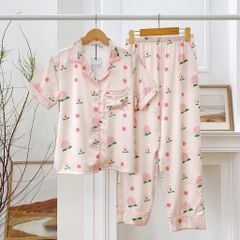 Pijama nữ Lụa Latin mềm mịn, mát Satino TNQD - Lẻ M