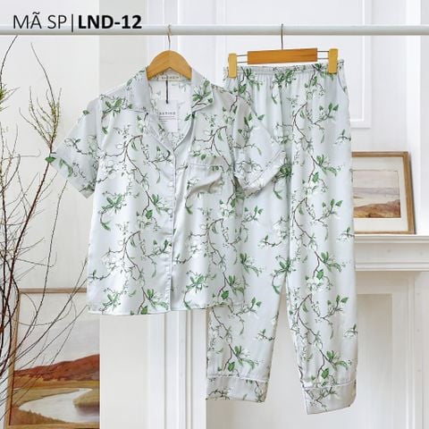 Pijama Lụa latin mềm mại, sang trọng Satino TNQD - Camellia Mint Gray