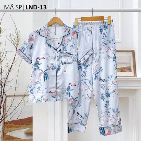 Pijama Lụa latin mềm mại, sang trọng Satino TNQD - Parrot Blue Gray
