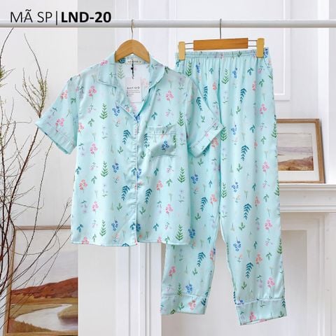 Pijama Lụa latin mềm mại, sang trọng Satino TNQD - Fleur Mint