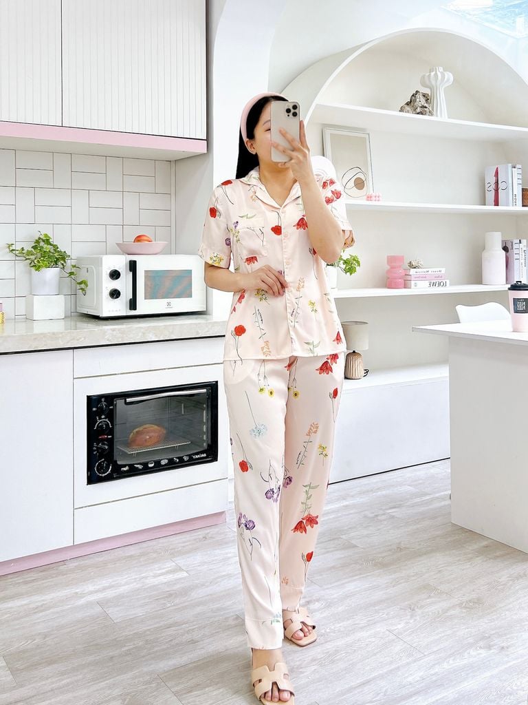 Pijama Lụa latin mềm mại, sang trọng Satino TNQD - Hansel Beige
