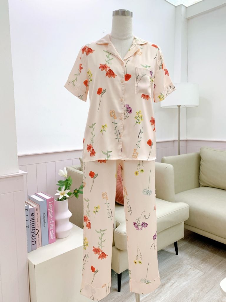 Pijama Lụa latin mềm mại, sang trọng Satino TNQD - Hansel Beige