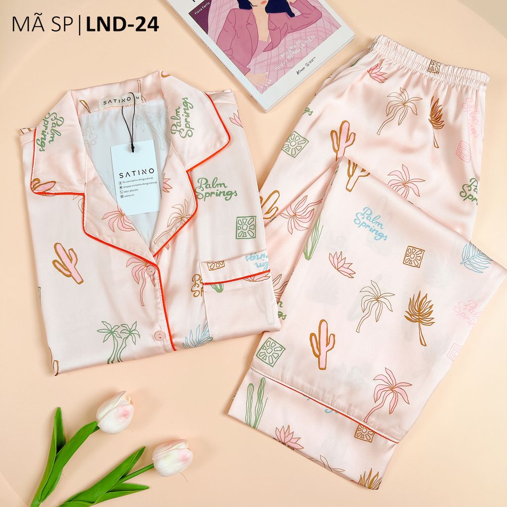 Pijama Lụa latin mềm mại, sang trọng Satino TNQD - Palm Orange