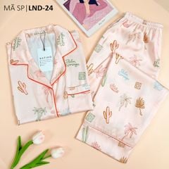 Pijama Lụa latin mềm mại, sang trọng Satino TNQD - Palm Orange