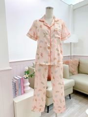 Pijama Lụa latin mềm mại, sang trọng Satino TNQD - Palm Orange