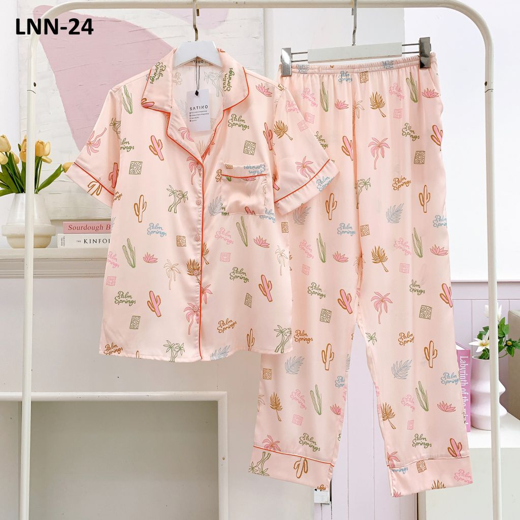 Pijama Lụa latin mềm mại, sang trọng Satino TNQD - Palm Orange