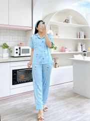 Pijama Lụa latin mềm mại, sang trọng Satino TNQD - Kitty Blue