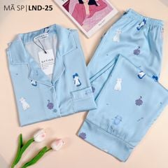 Pijama Lụa latin mềm mại, sang trọng Satino TNQD - Kitty Blue